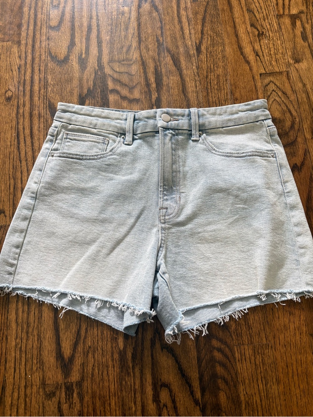 Altar'd State Pale Blue High-Rise Denim Cutoff Shorts